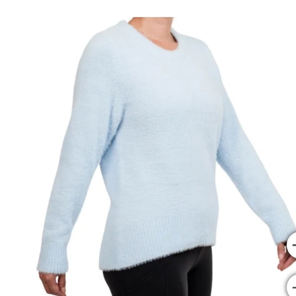 Bleu  Gray Sky Blue Women's Eyelash Soft Crew Neck Sweater